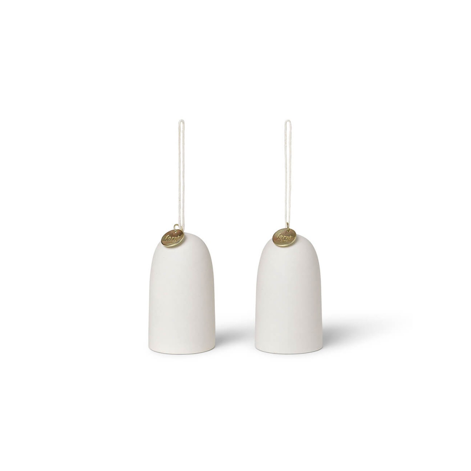 Bell Ceramic Ornament - Set of 2 Off-White
